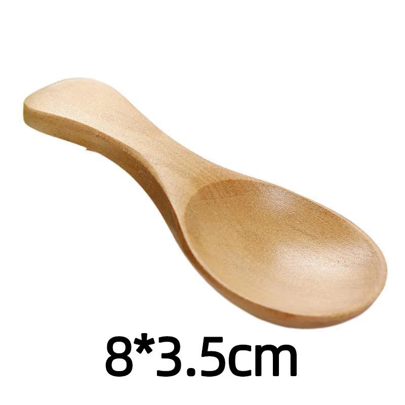 5Pcs Mini Wooden Spoons Small Kitchen Spice Condiment Spoon Sugar Tea Coffee Scoop Short Handle Wood Kids Spoon Kitchen Gadgets