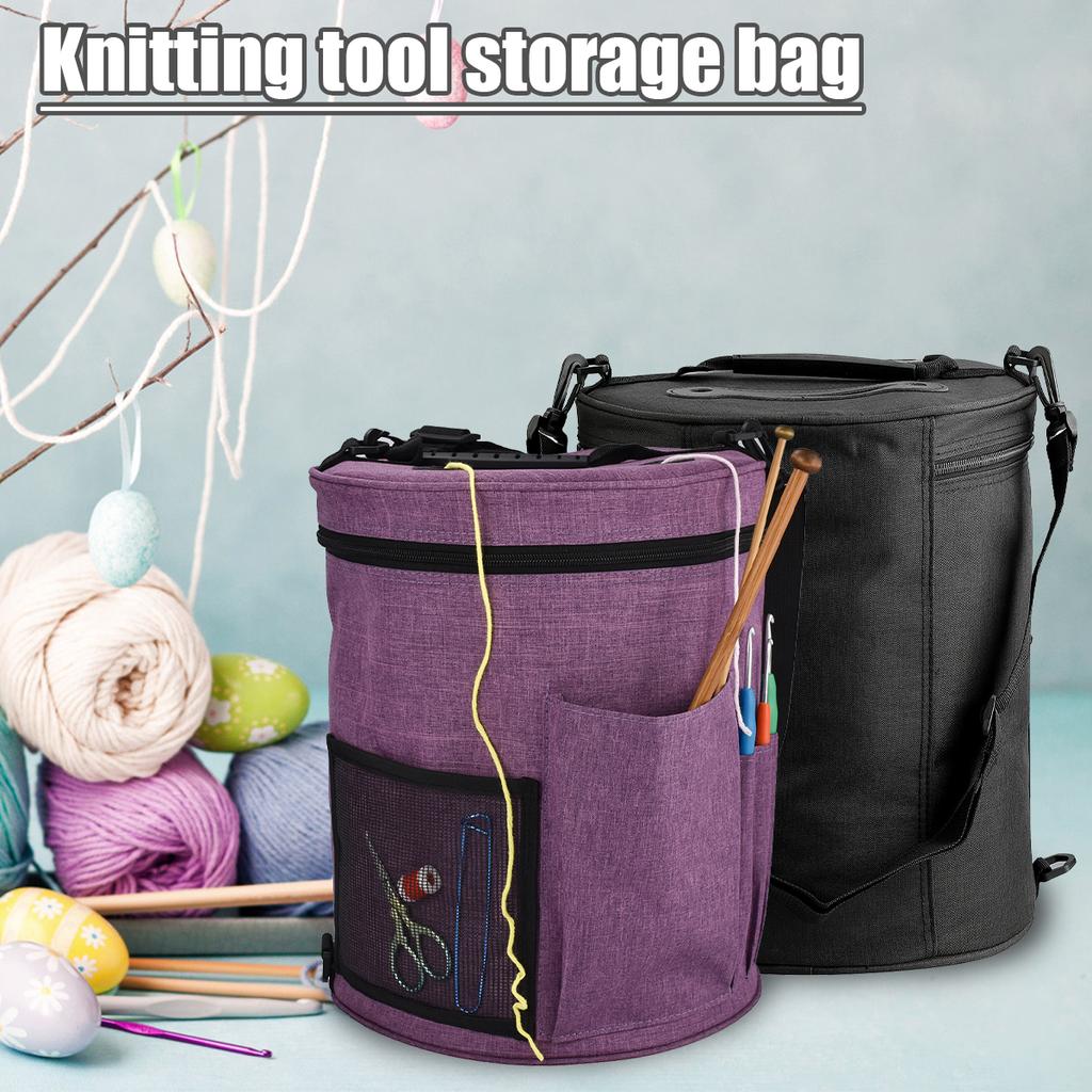 Knitting Yarn Round Crochet Bag Knitting Needles Yarn Tote Organizer DIY Craft Storage Basket Sewing Tool Accessories Travel Bag