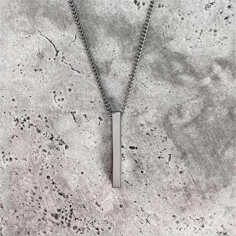 Personality Geometric Square Spiral Pendant Necklace for Mens Hip Hop Rock Chokers Stainless Steel Chain Punk Party Jewelry Gift