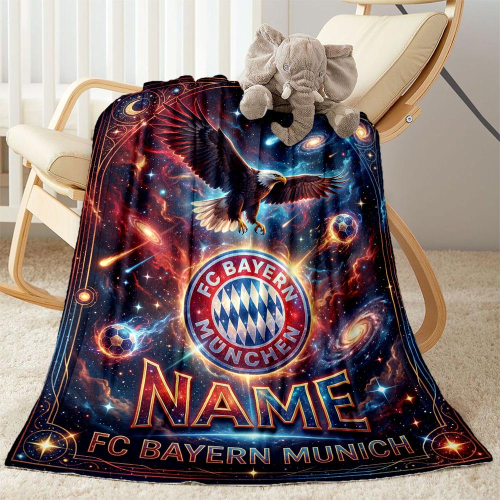 Bayern Munich Galaxy Fan Art Customize Your Name Blanket Throw Customizable Blanket Durable Comfort Suitable for Picnics Office Chair Seaside