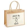 Beach Bag - PLANETEE - Jute with « Nordic Walking I Can't » Pocket - Cotton - 43x33 Cm - Shoulder Straps