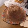 Foldable Wide Brim Straw Hat Colorful Women's Sun Visor Hats Casual Weave Bucket Hat  Holiday
