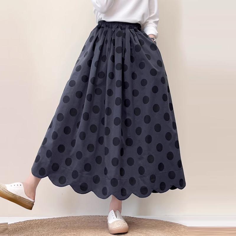 

ZANZEA Женские повседневные свободные юбки с эластичным поясом и принтом в горошек S темно-синий
