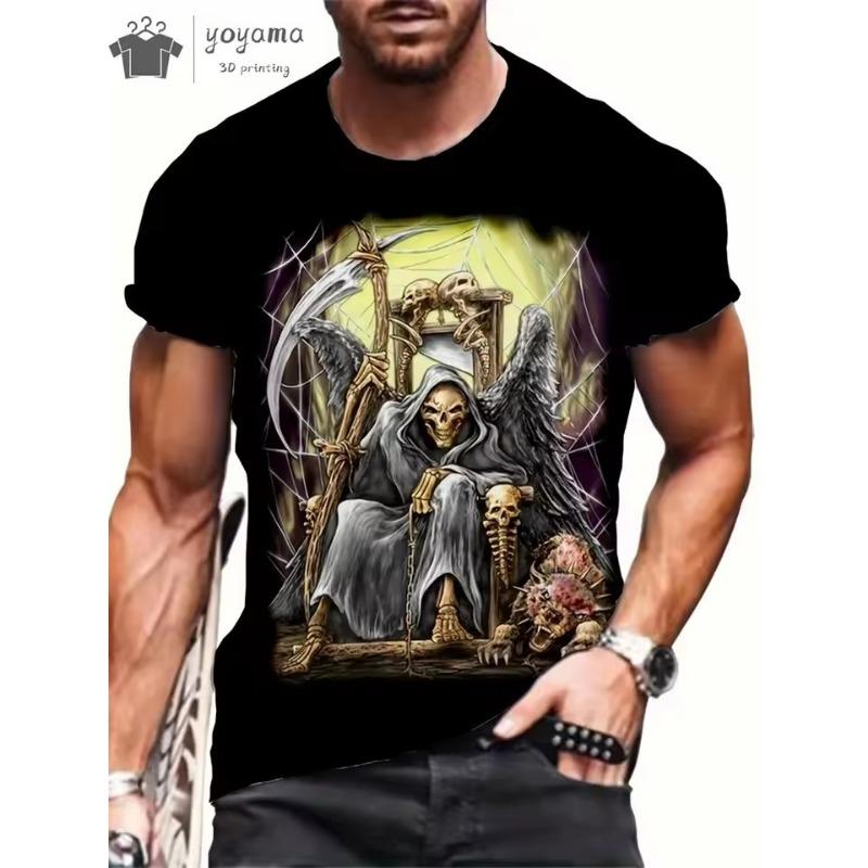 Men T Shirts Skull Print Tee Shirt Men Skull Graphic Tees Men's Summer Clothes Men T Shirts Short Sleeve Tee Harajuku Clothes