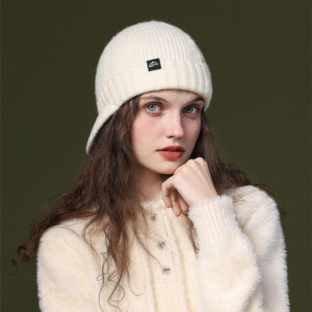 Fashion Windproof Warm Knitted Hat Coldproof Short Brim Bonnet Caps Cold Resistant Ear Protection for Outdoor Riding