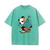 XH+90 MINISO 2026 Summer Vintage Wash Printed Pure Cotton Shoulder Style Men's and Women's Round Neck Short Sleeved Couple T-shirt