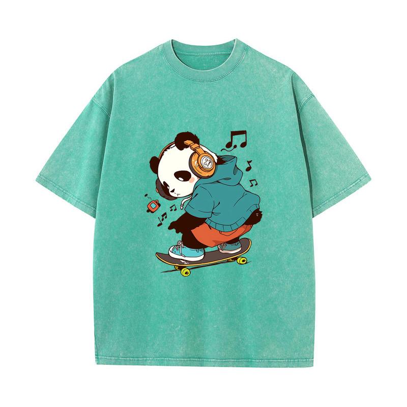 XH+90 MINISO 2026 Summer Vintage Wash Printed Pure Cotton Shoulder Style Men's and Women's Round Neck Short Sleeved Couple T-shirt
