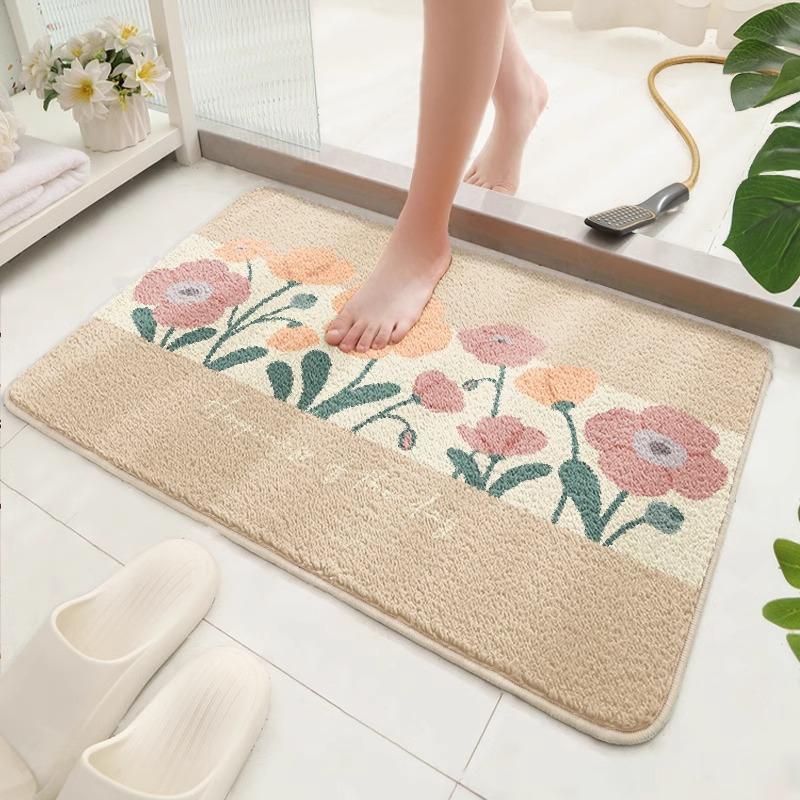 Bathroom Floor Mat Absorbent Toilet Door Foot Mat Household Thickened Non-slip Toilet Toilet Imitation Cashmere Carpet