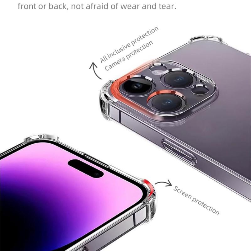 Plain Airbag Shockproof Transparent Silicone Case For iPhone 16 17 15 14 Plus 13 12 Mini 11 Pro Max 16e Ultra Thin Clear Cover
