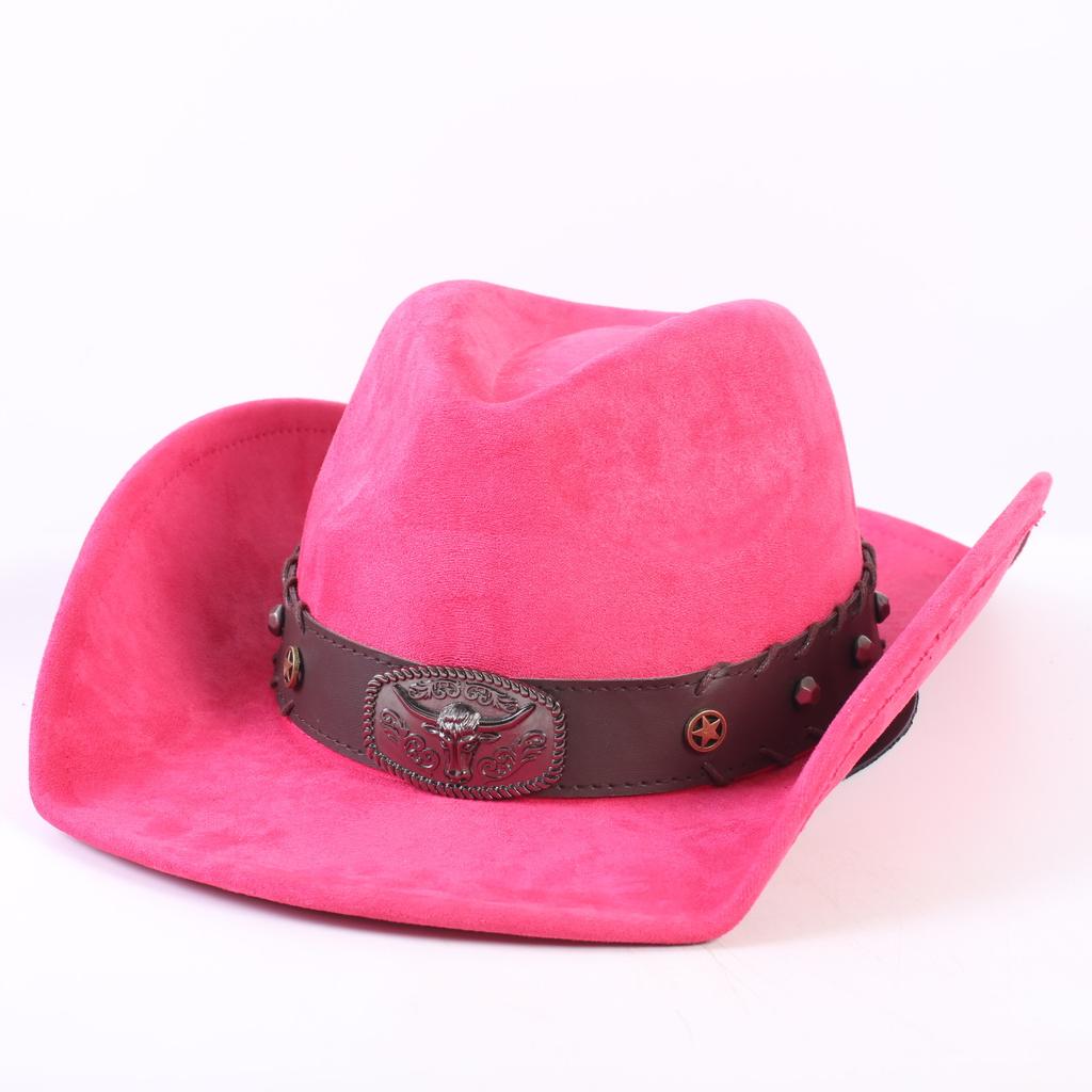 Popular European and American Classic Suede Western Cowboy Hat, Men's and Women's Fashion Big-brimmed Top Hat Shade