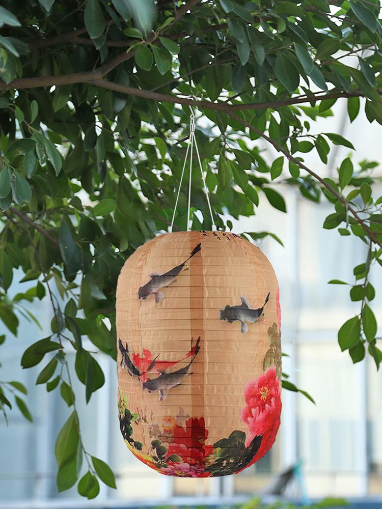 Lampion wiszący z nadrukiem zasilany energią słoneczną Wodoodporny IP65 Lampiony w stylu japońskim Lampion Światło atmosferyczne Dekoracja świąteczna na Nowy Rok