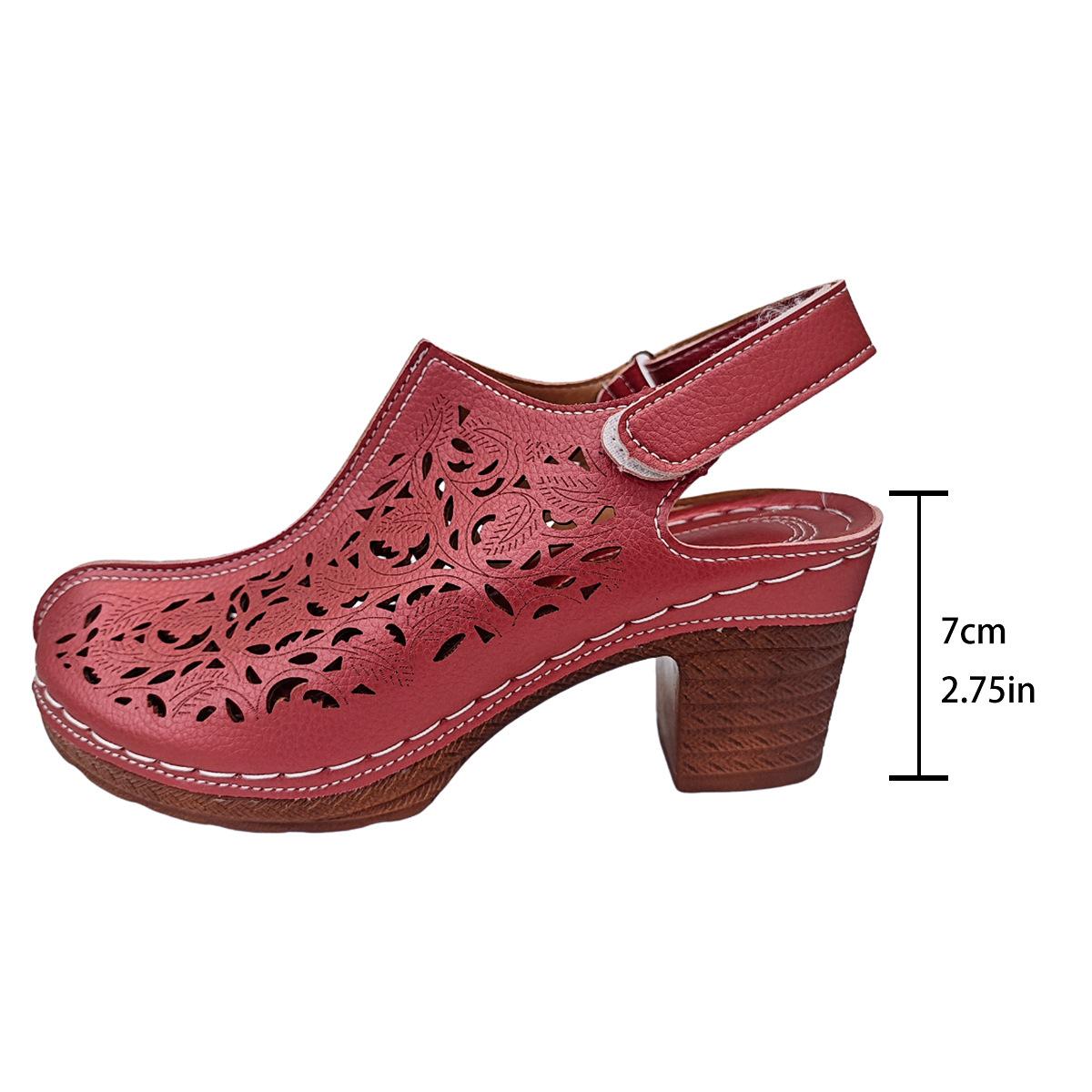 

Модные женские босоножки на высоком каблуке с вырезами, летние, большого размера, удобные сандалии с перемычкой для женщин, повседневные, для поездок на работу, кожаные римские сандалии, новые 36 красный