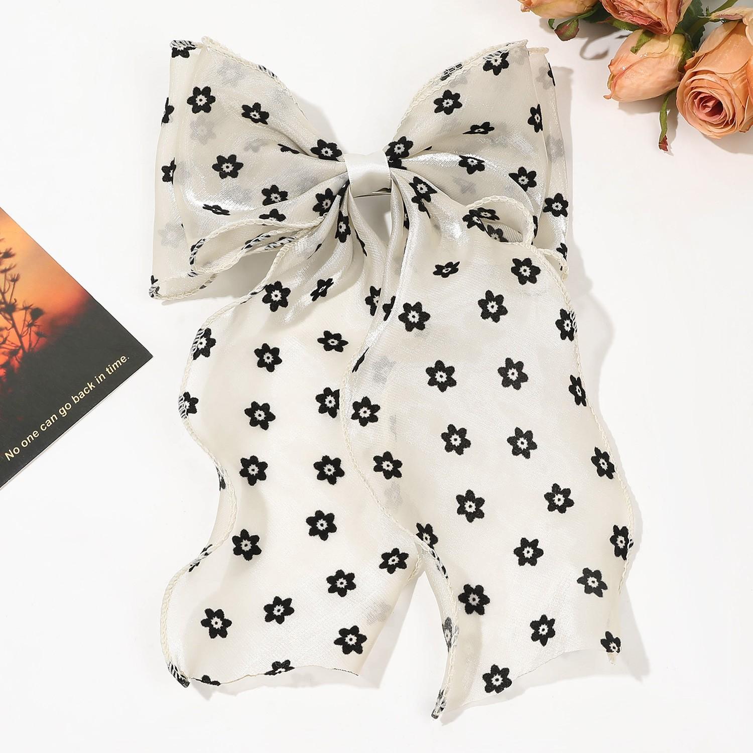 

Шифоновая весенняя заколка для волос «Супер Фея» с большим бантом, заколка для волос «конский хвост», женские новые аксессуары для волос с облачной головой и цветком