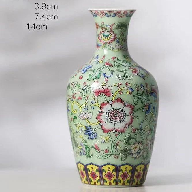 Enamel Flower Vase Decoration New Chinese Retro TV Cabinet Decoration Ceramic Minimalist Chinese Flower Arrangement Vase ZF517