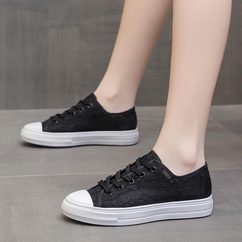 Breathable Ladies Canvas Shoes Fashionable Paired Fisherman Shoes Lace Mesh Shoes Niche Design Lightweight Board Shoes Paired Ins Style Flat Shoes