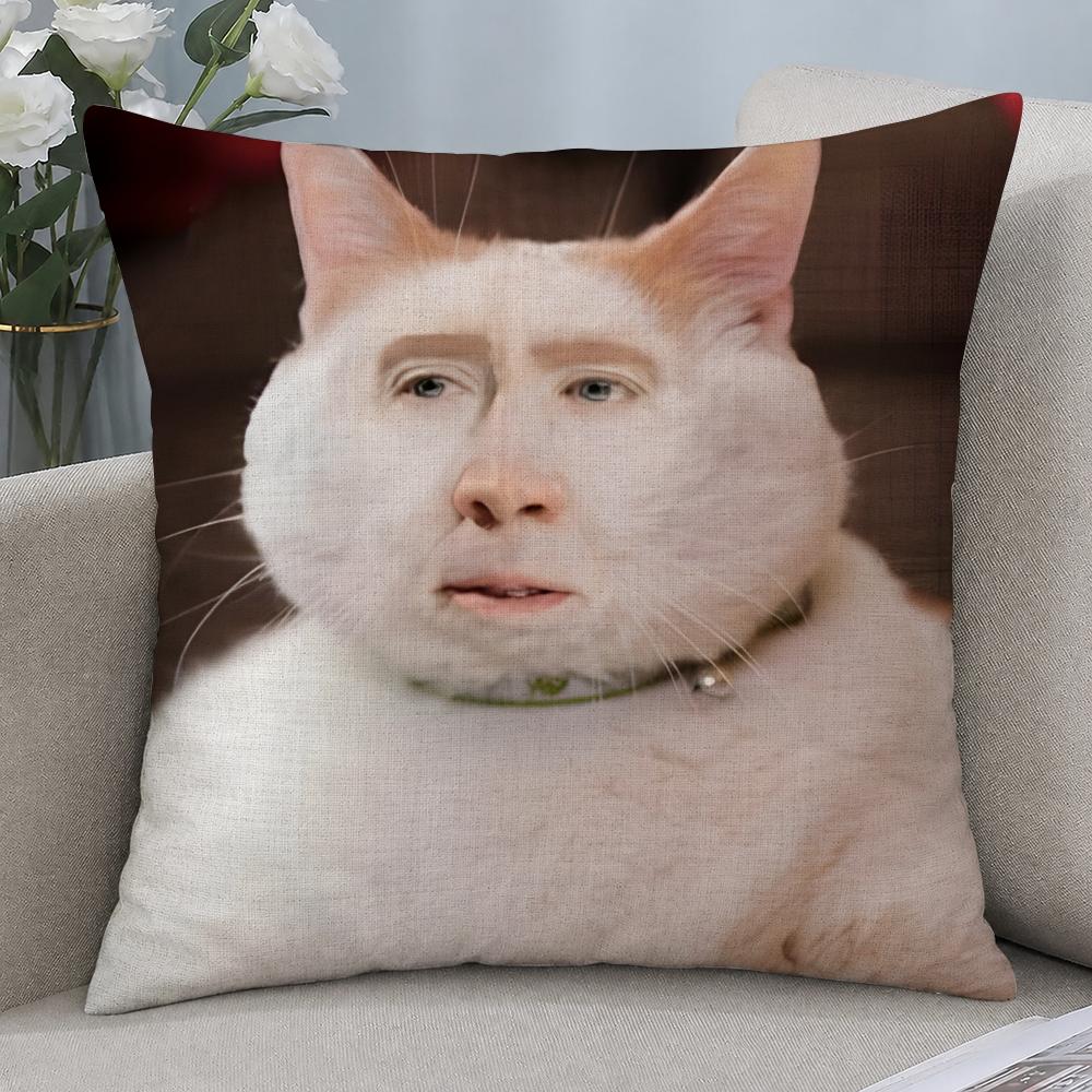 Actor Nicolas Cage Cushion Cover Cushion Covers Natural Linen Breathable Sofa Bedroom Decor Pillowcase