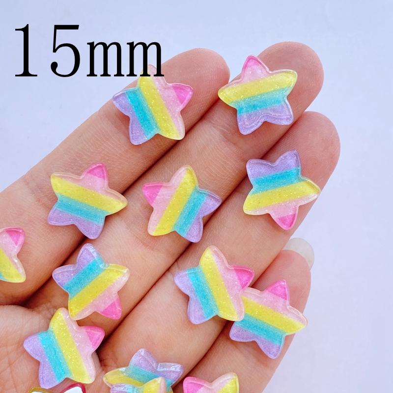 20Pcs New Mini Cute Shiny Love Heart/Stars Flat Back Acrylic Cabochons Scrapbooking DIY Jewelry Craft Decoration Accessories
