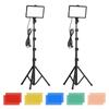 2 Pack USB LED Video Lights Kit Bi Color Temperature Fill Lights 10 Level Brightness with Light Stands Color Filters