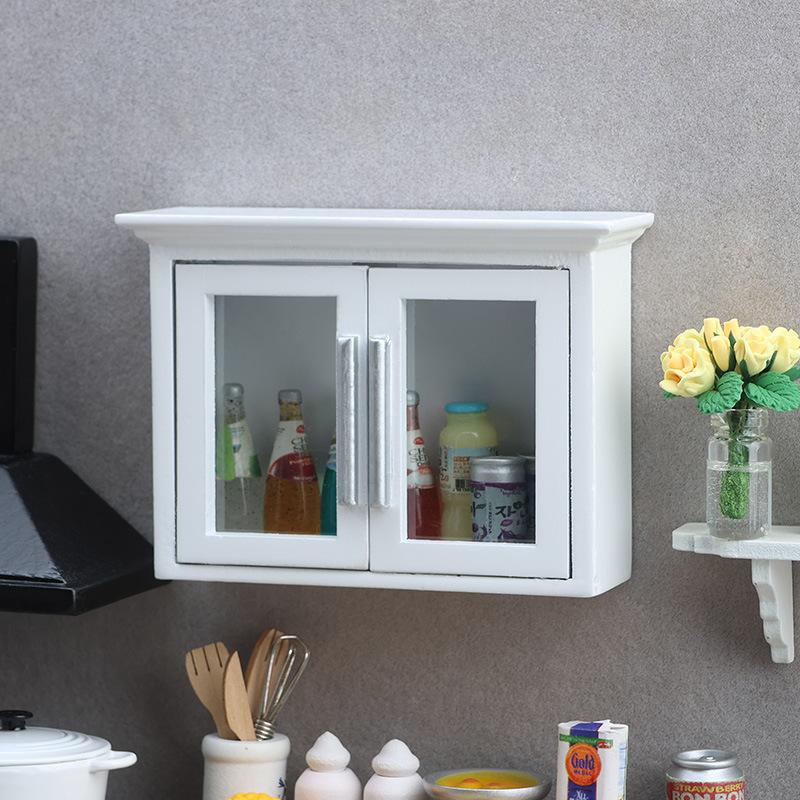 1:12 Dollhouse Miniature Scene Wall Cabinet Shelf Model Dollhouse Furniture Ornament Micro Scene Construction Props
