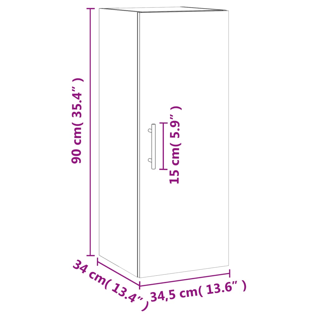 Wall Mounted Cabinet Grey Sonoma 34.5 x 34 x 90 cm