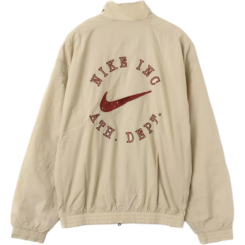 Nike Solid Color Zipper Logo Loose Jacket Men jackets Beige HV6918-251