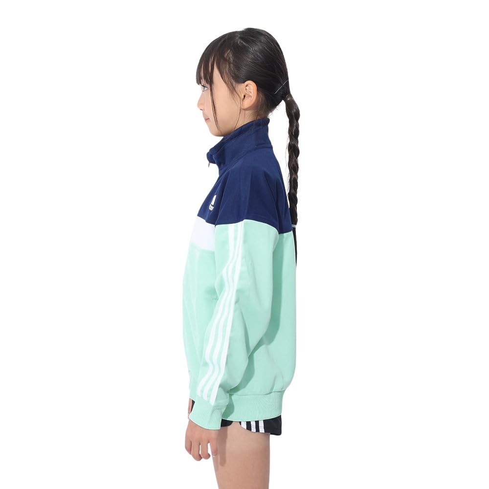 Adidas Tiberio Aero Lady Double Knit Jersey Regular Fit Track Aqua J130 Top, Jacket, Kids' JSY39, Semi-Flash (IS5173),