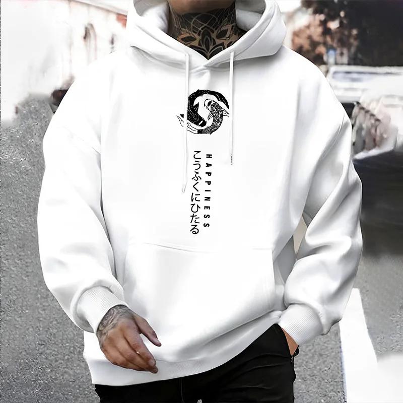 Japanese Bushido Print Mens Hoodie 2025 Urban Streetwear Fashion Hip Hop Hooded Sweatshirt Autumn Winter Male Trendy Casual Coat