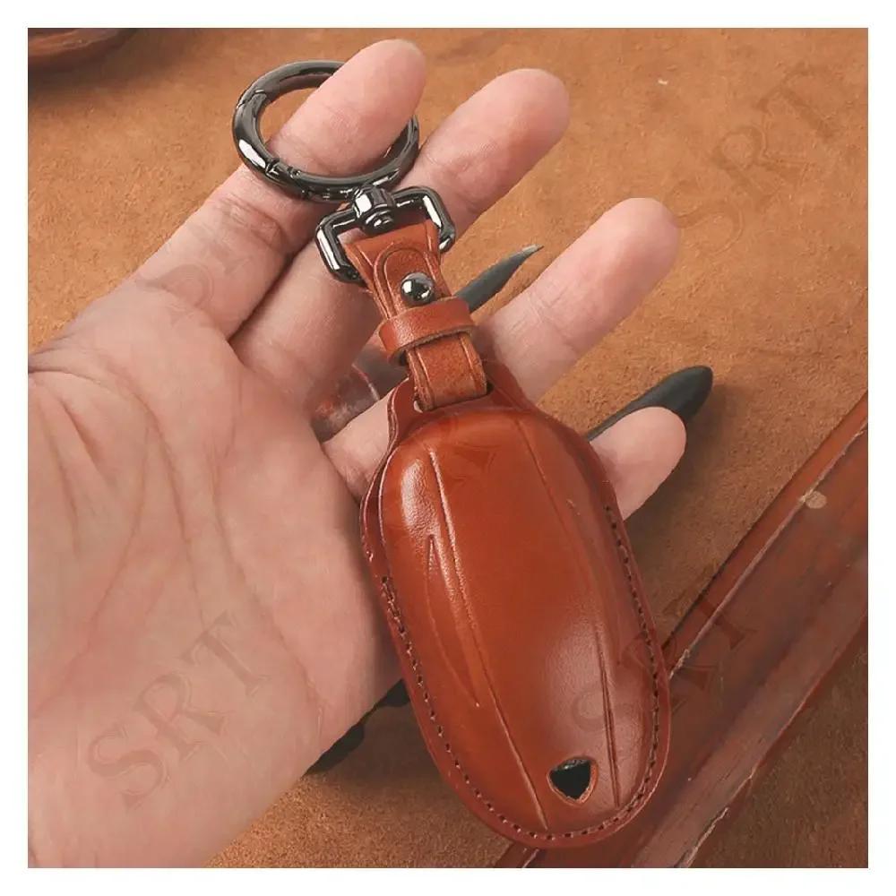 Car Sticker Tesla Fit For Tesla Model 3 S Y Model3 ModelY ModelS 2018-2023 Car Accessories Fashion Key Leather Case KeyChain Aut