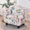 Club Chair Slipcover Stretch Armchair Covers Floral Print Tub Chair Cover Spandex Single Couch Cover with Seat Cushion Slipcover