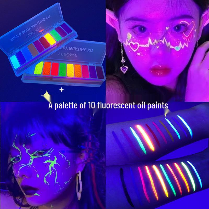 12 Fluorescent Colors Water-Soluble Body & Face Paint for Opera & World Cup Fans