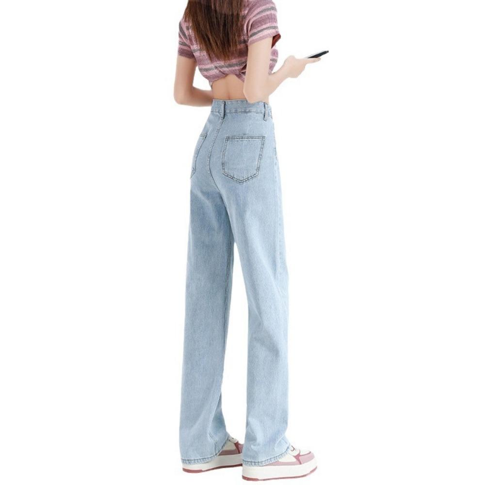 High Waist Korean Wide Leg Jeans Women's Spring and Autumn New Fashion and Thin Versatile Straight Mopping Trousers Tide