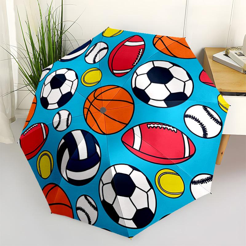 1pc Sports Balls Automatic Folding Umbrella - Portable Collapsible, 8-Rib Durable Frame, Perfect for Outdoor Use,  Yy251218118