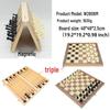 Brangdy 3-in-1 Wooden Magnetic Chess & Checkers Set