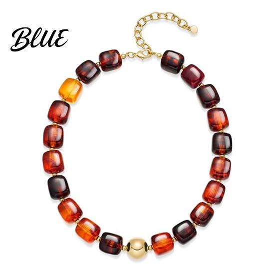 Beautiful Beaded Choker Chunky Colorful Resin Beads Necklace Boho Everyday