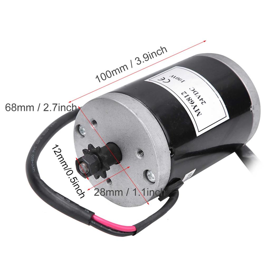 MY6812 24V 100W High Speed Small Brush Motor with Belt Pulley Electric Scooter E Bike Accessory