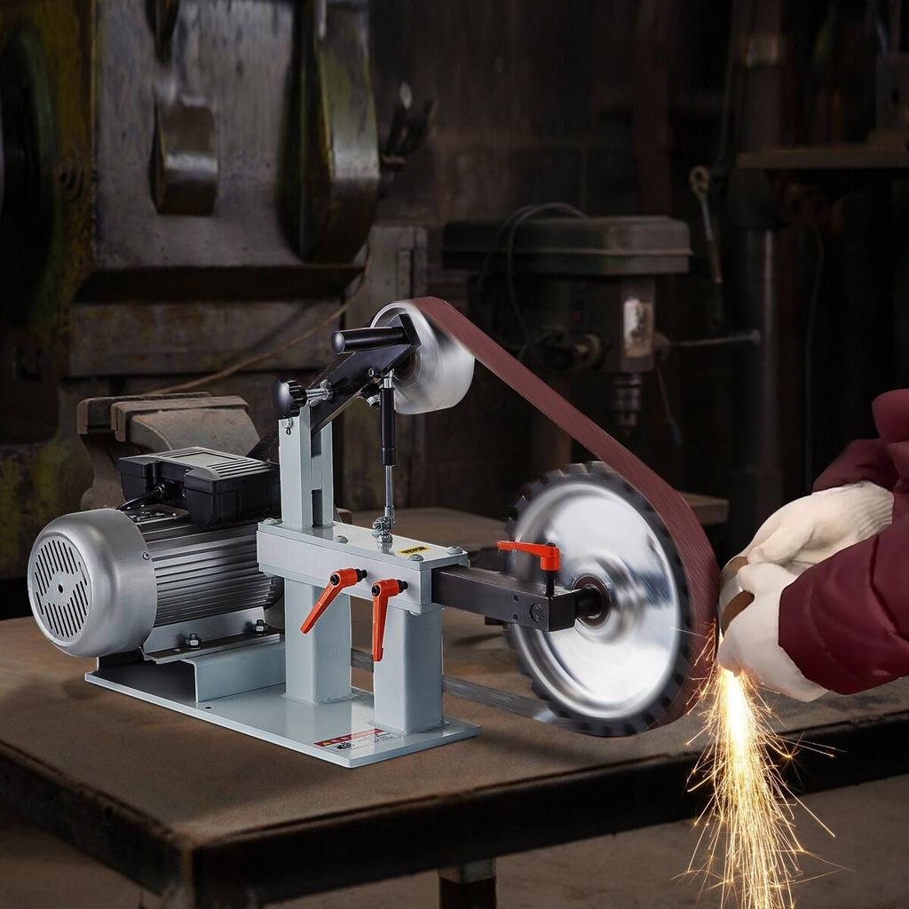 2Hp Belt Grinder Constant Speed 2 X 82 Inch Belt Disc Sander with 3 Grinding Wheel 110V Bench Sander 12 Inch Wheel and Flat Platen Tool Rest for Knife
