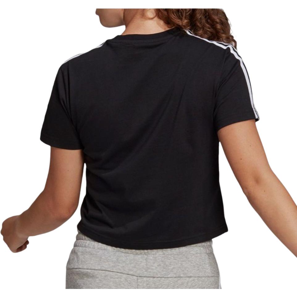 Adidas Round Neck Letter Print Comfort Stripe Short Sleeve T-Shirt Women Tops Black GL0777