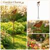 Rostiger Gartenstab mit Vogelornament Outdoor-Hofdekoration Metall-Gartenkunst-Skulptur für Rasen Terrasse Weg Akzent