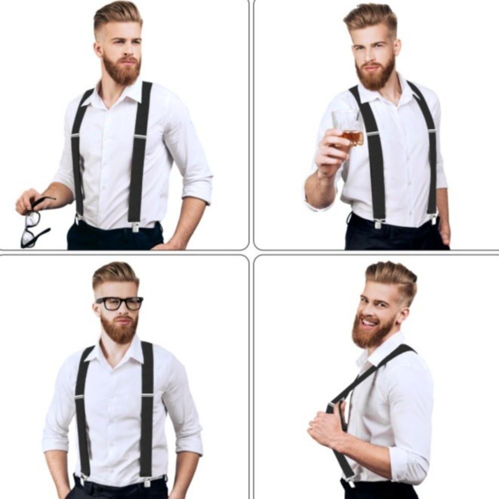 Solid Color X-Type Suspenders Heavy Duty Adjustable Suspenders Work Suspenders  Suit Accessories