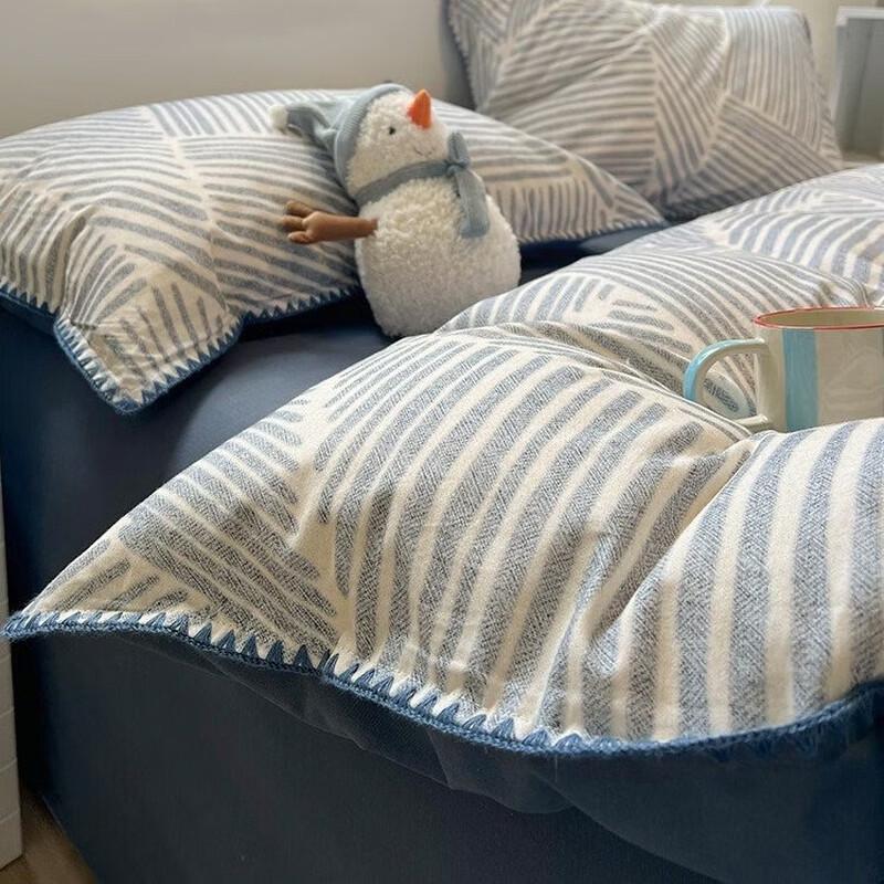 OEING Simple Autumn Thickened 4-Piece Bedding Set