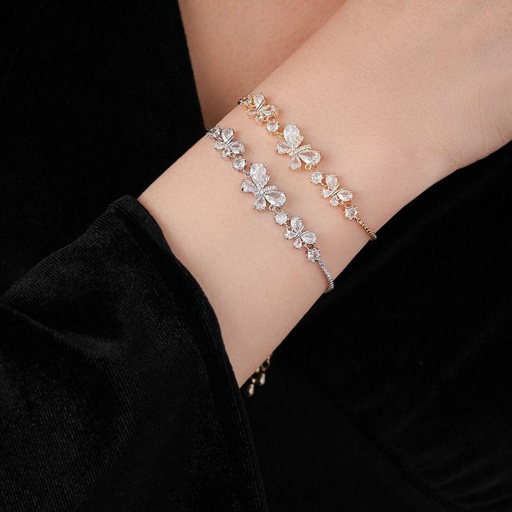 Adjustable Rhinestone Bracelet Hand  Jewelry Vintage Zircon Bangles  Lady