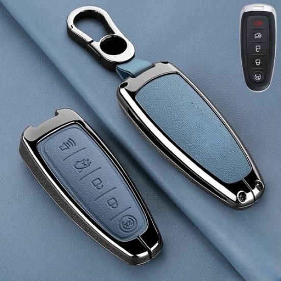 Zinc Alloy Leather Car Key Fob Case Cover Bag For Lincoln MKS MKT MKX Navigator