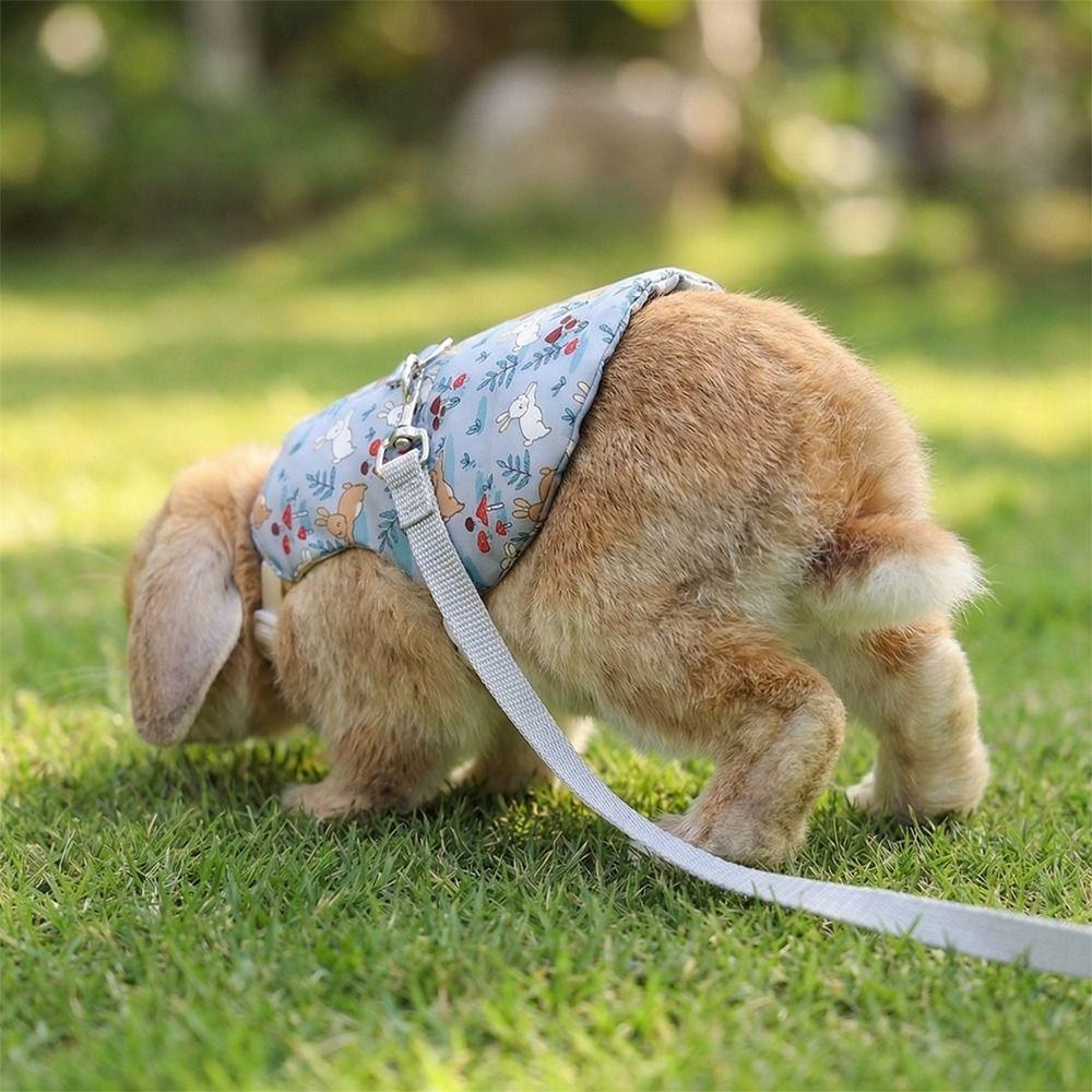 Adjustable Guinea Pigs Vest Flower Pattern Walking Harness Pet Harness and Leash  Outdoor Use