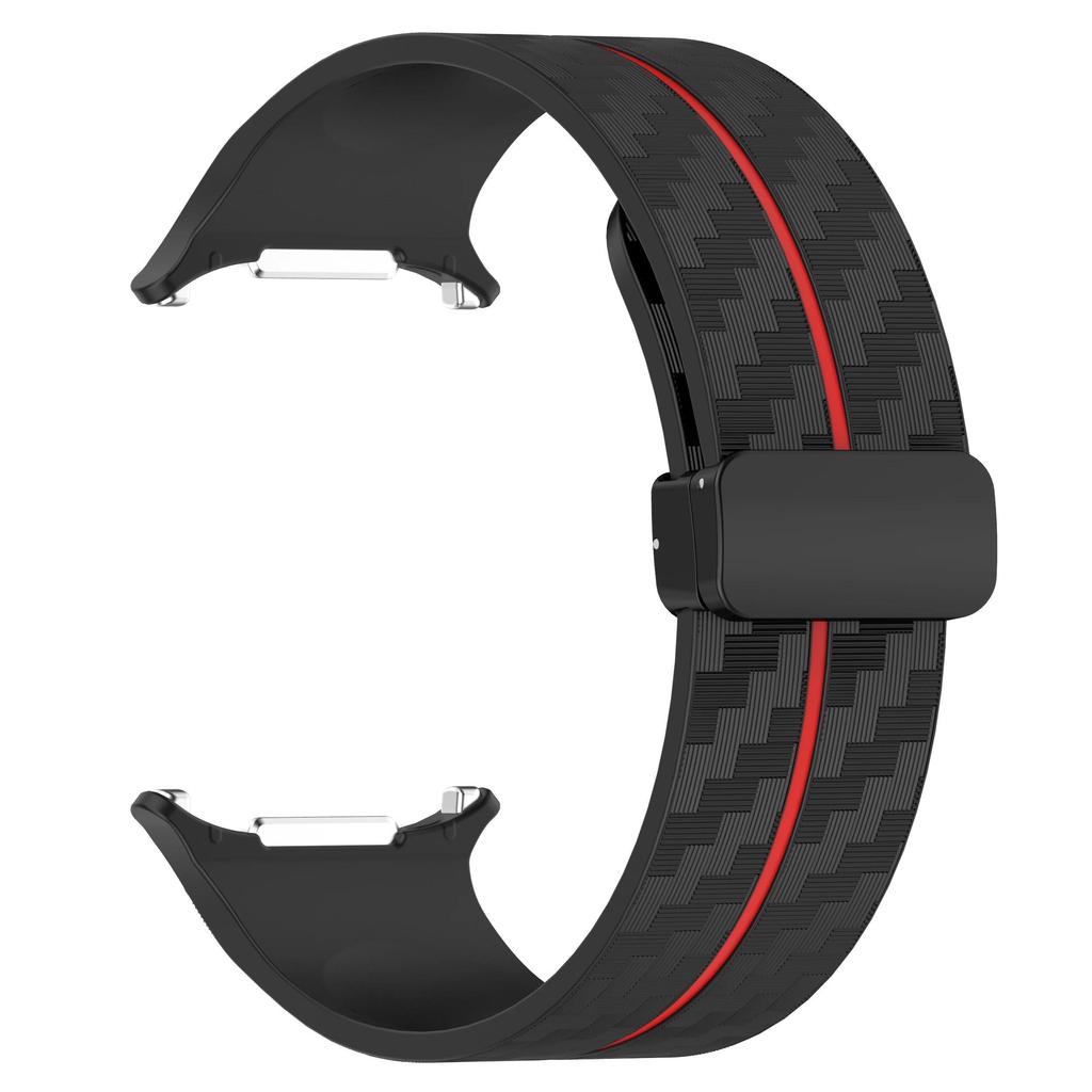Carbon Fiber Pattern Strap for Samsung Galaxy Watch 7 Ultra 47mm Silicone Magnetic Clasp Band for Galaxy Watch 7 Ultra Bracelet