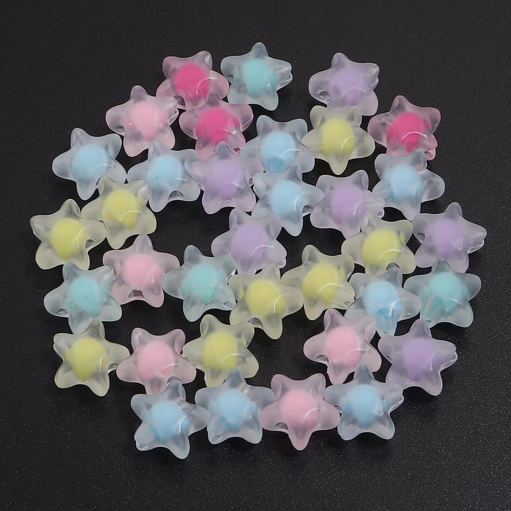 50pcs 12mm Acrylic Star Beads Colorful Five-pointed Star Loose Beads For DIY Jewelry Making Bracelets Phone Chain Accessories