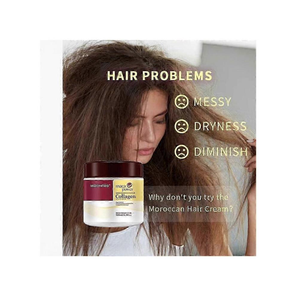 Trattamento Capelli al Collagene Riparazione Profonda Balsamo per Tutti i Tipi di Capelli 500 ml + Siero per Capelli all'Olio di Argan per Capelli Secchi e Danneggiati 50 ml