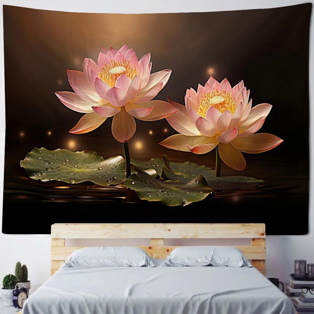 Beautiful Lotus Tapestry, Dreamy Landscape, Wall Hanging Cloth, Hippie Home Wall Art Decoration, Office And Living Room Tapestry
