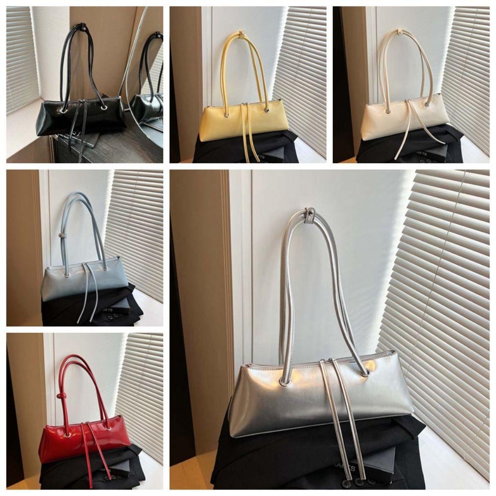 Y2K French Stick Handbag Solid Color Texture Underarm Bags All-match PU Shoulder Bag  Women
