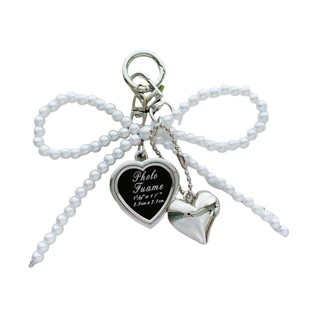 Lovely Heart Keychain Bows Keyring Korean Styles Bag Charm Bag Pendant Ornaments Car Keychain Handbag Charm Decorations