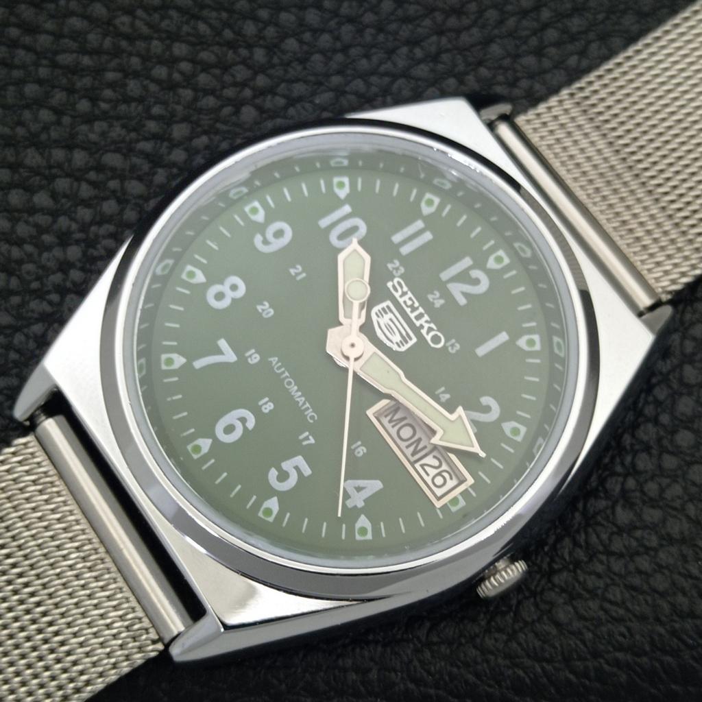 SEIKO 5 AUTOMATIC 6309A VINTAGE REFURBISHED JAPAN MENS GREEN WATCH a441746-1